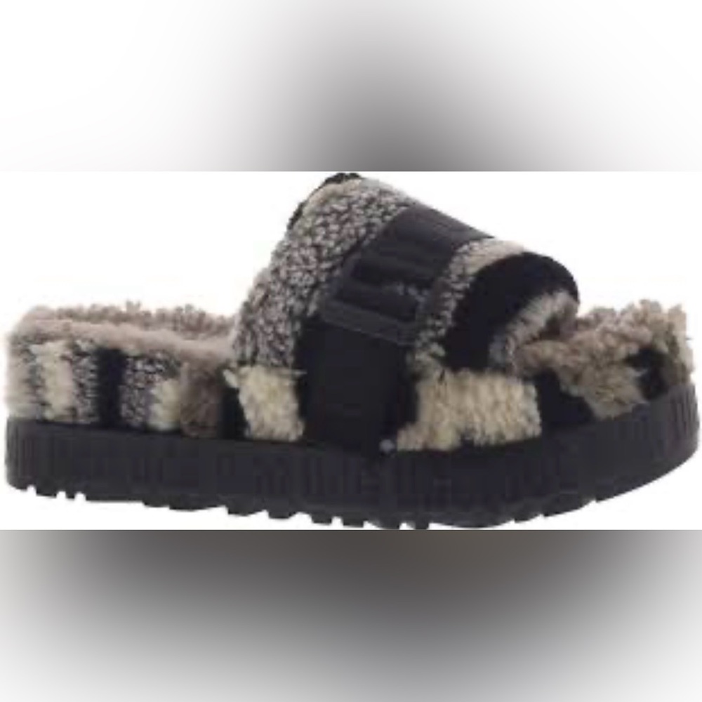 UGG Women's Fluffita Cali Collage Platform Fuzzy Slippers